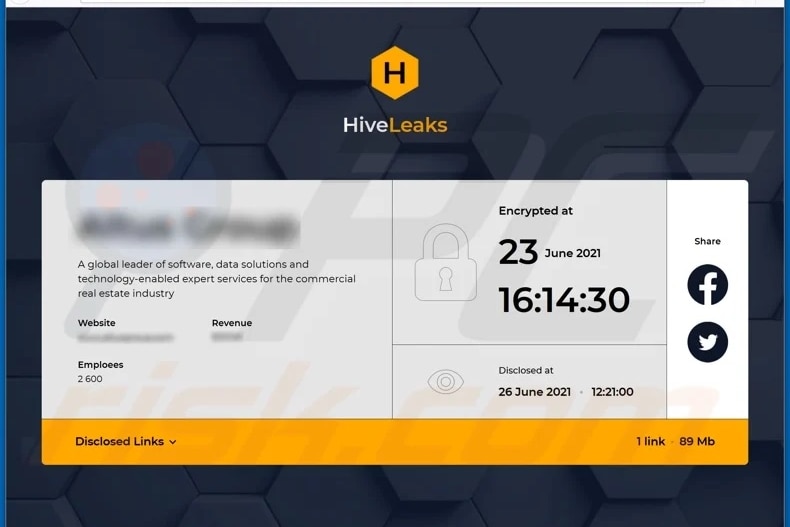 An example of a Hive ransomware extortion demand