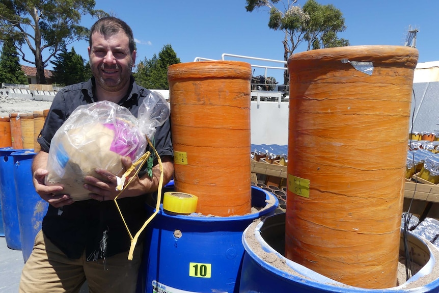 Allan Spiegel with the big guns of Hobart's for fireworks 2018