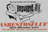 A newspaper advertisement from the late 1960s for "Asbestosfluf".