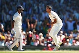 Starc shows his delight with Vijay's wicket