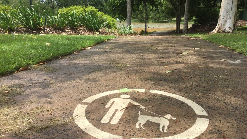 A park in Durack, near Palmerston, where a woman jumped into water after her dog was taken by a crocodile.