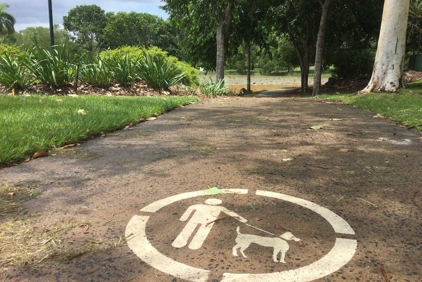 A park in Durack, near Palmerston, where a woman jumped into water after her dog was taken by a crocodile.