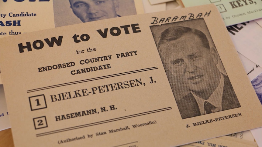 A how-to-vote card for Joh Bjelke-Petersen