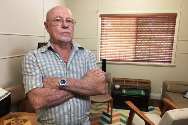 Former Storm Financial client Stephen Reynolds in his loungeroom of a house in Townsville in north Queensland on March 22, 2018.