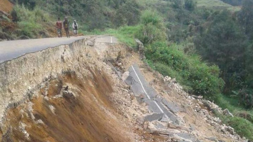 The earthquake caused many landslides in the highlands.