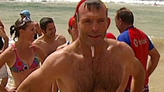 File photo: Tony Abbott in his red speedos (ABC TV)