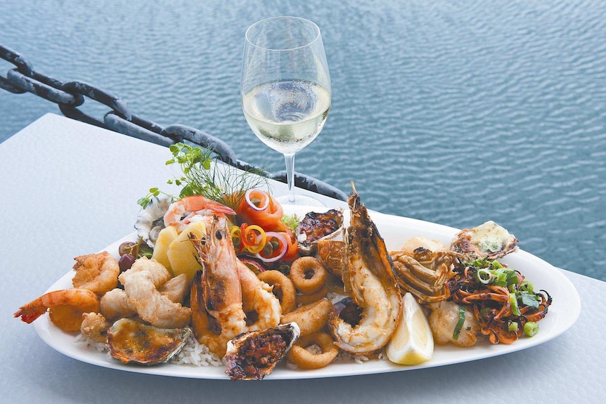 The seafood platter at the waterfront restaurant, which lost $621 in the alleged crime.