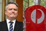 Composite picture of Finance Minister Mathias Cormann and an Australia Post box.