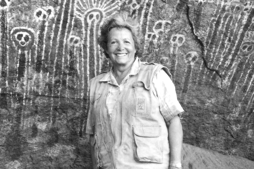Archaeologist Josephine Flood in 1999 at the site of Garnawala in Wardaman country.