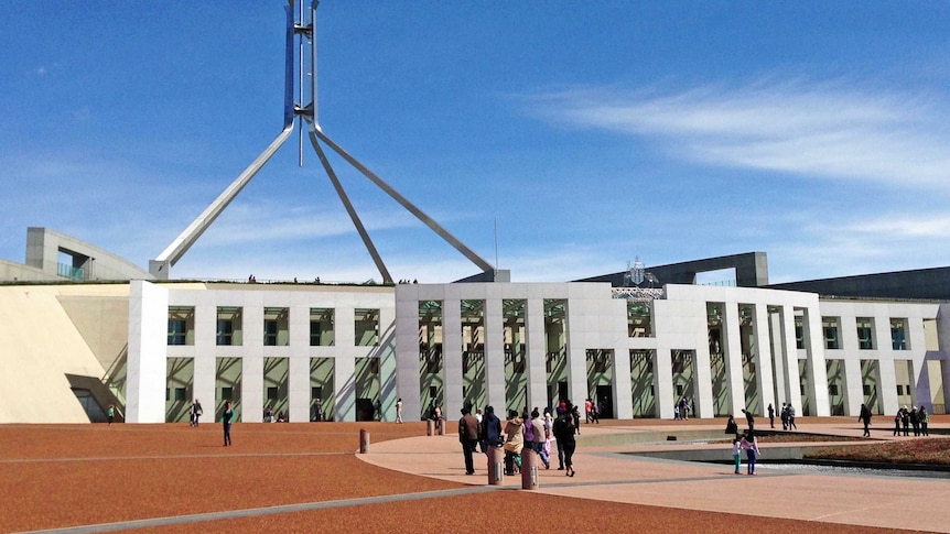 Wide of Parliament House in Canberra in September 2013.