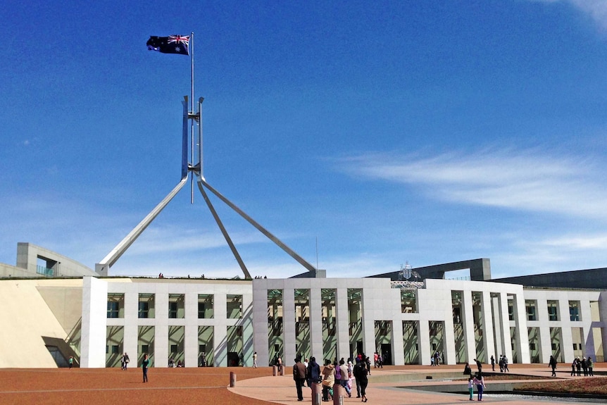 Wide of Parliament House in Canberra