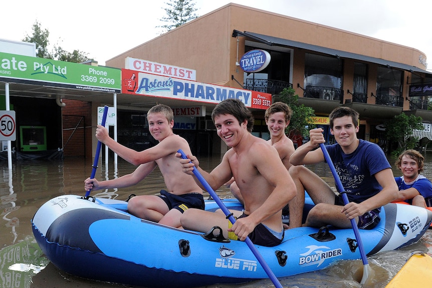 2011: A group of teenagers paddles through Rosalie.