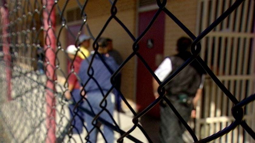 Blurred image of inmates at a juvenile justice centre