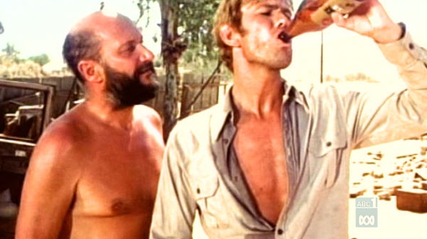 Donald Pleasance and Gary Bond in a scene from Wake in Fright