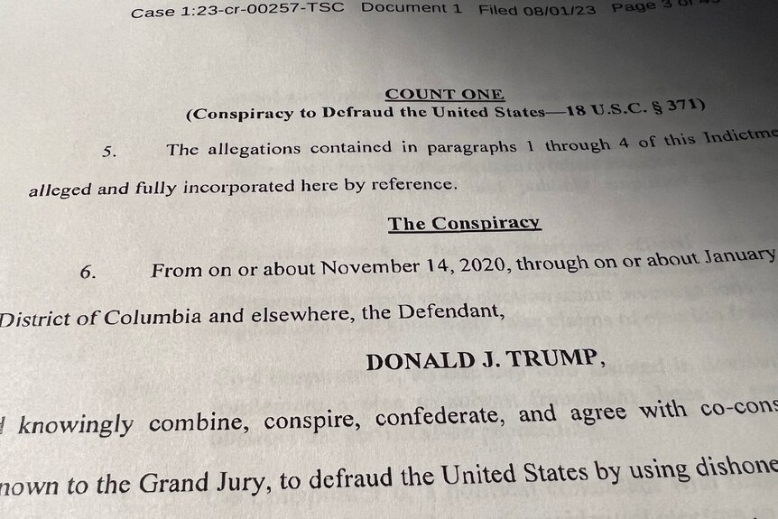 Page with the words prominent the conspiracy and donald j trump 