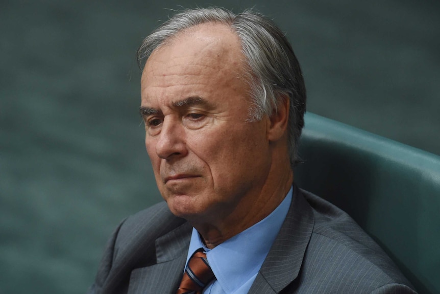 Liberal backbench MP John Alexander listens intently while sitting in the House of Representatives during Question Time.