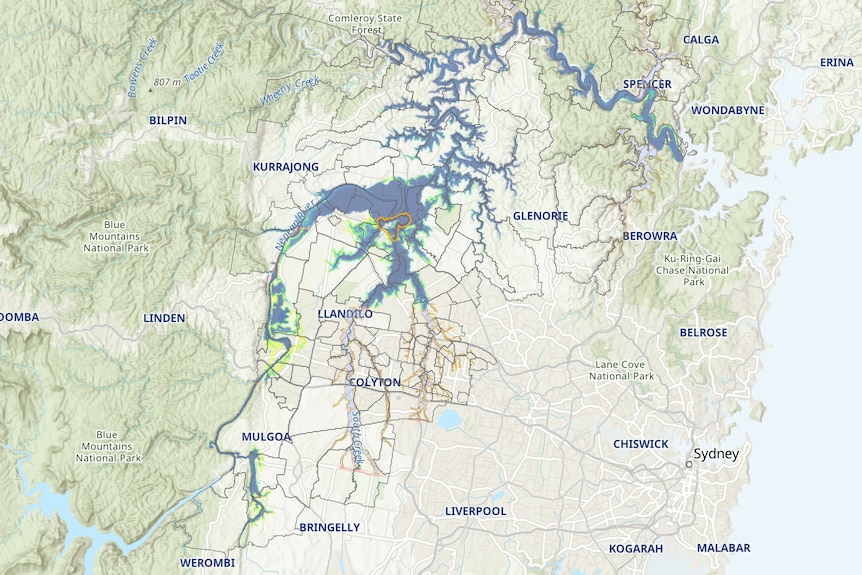 map showing flood risk in Sydney