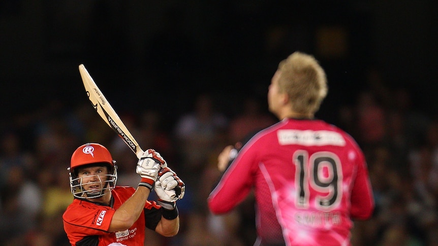 On the attack ... Brad Hodge looks for runs (Scott Barbour: Getty Images)