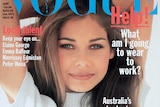 A young woman in a white shirt on the cover of a magazine