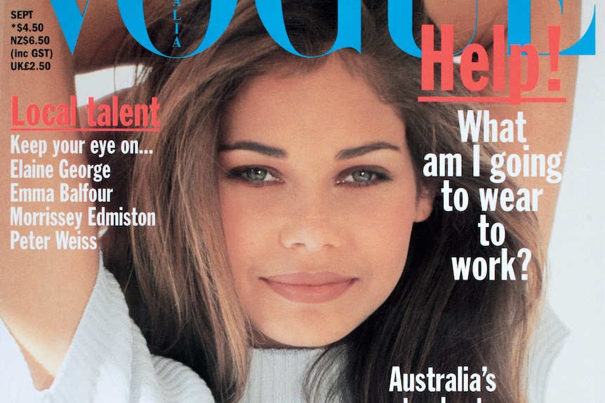 A young woman in a white shirt on the cover of a magazine