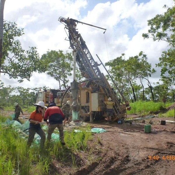 Exploration drill rig in action near Darwin