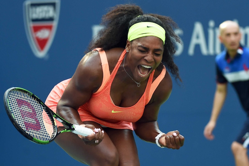 Serena Williams screams at the US Open
