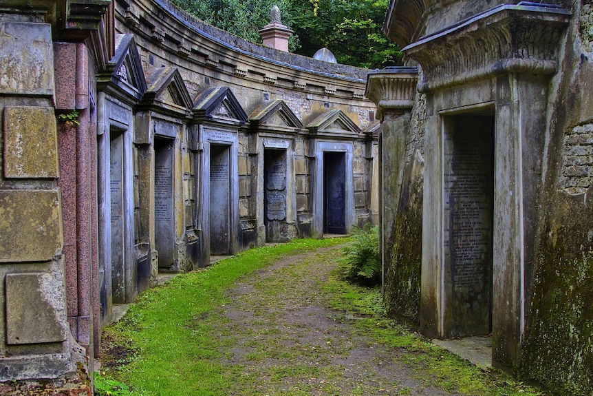 A row of catacombs.