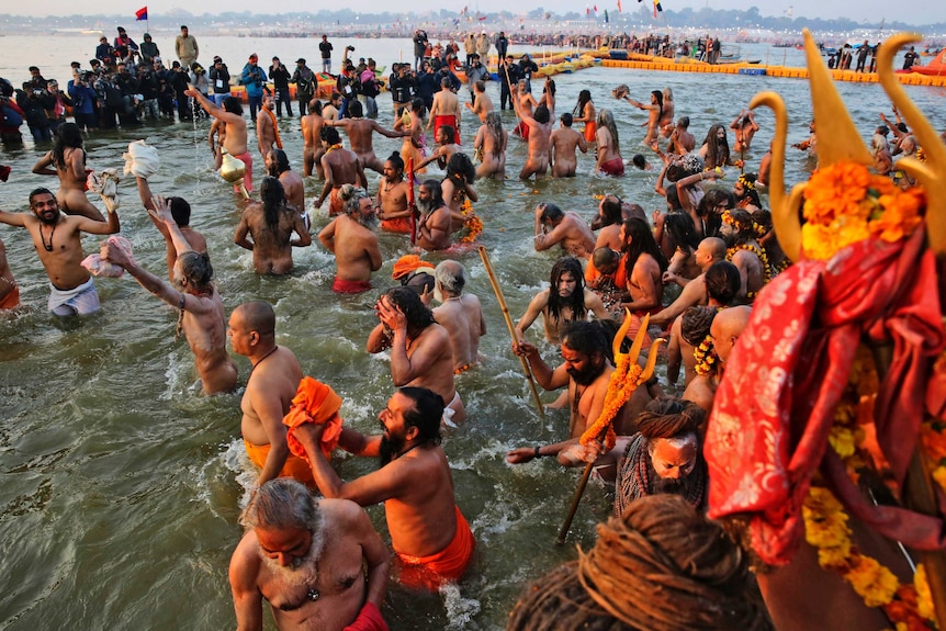 Holy swim in the Ganges