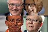 A composite of the last four prime ministers - Malcolm Turnbull, Julia Gillard, Tony Abbott, Kevin Rudd
