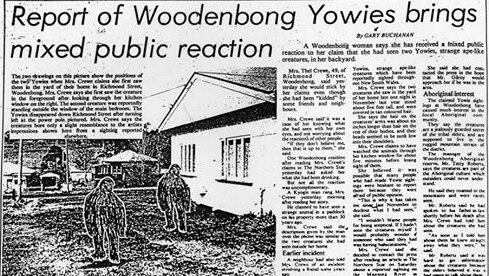 Newspaper article about Woodenbong yowies