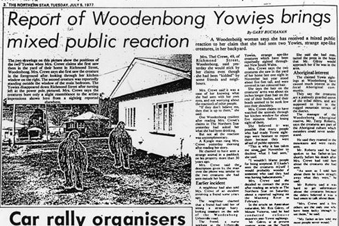 Newspaper article about Woodenbong yowies