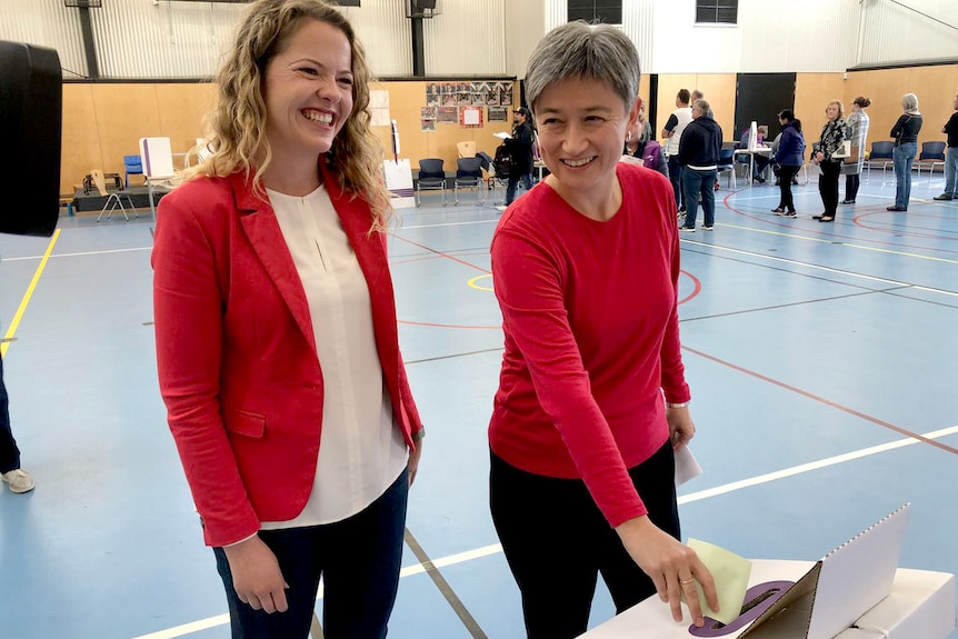 Labor candidate for Boothby Nadia Clancy with Labor senator Penny Wong.