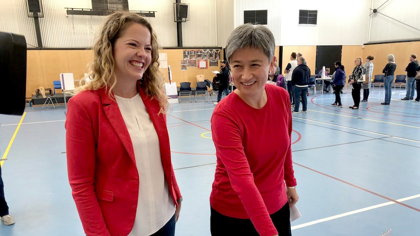 Labor candidate for Boothby Nadia Clancy with Labor senator Penny Wong.