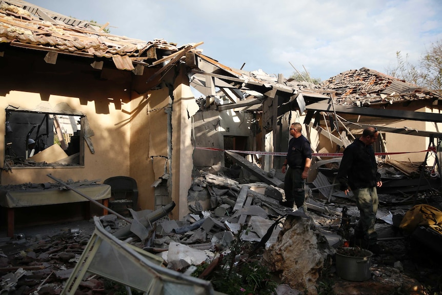 A house in central Israel that was struck by a rocket fired from Gaza.