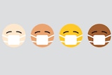 Four emoji faces wearing facemasks.