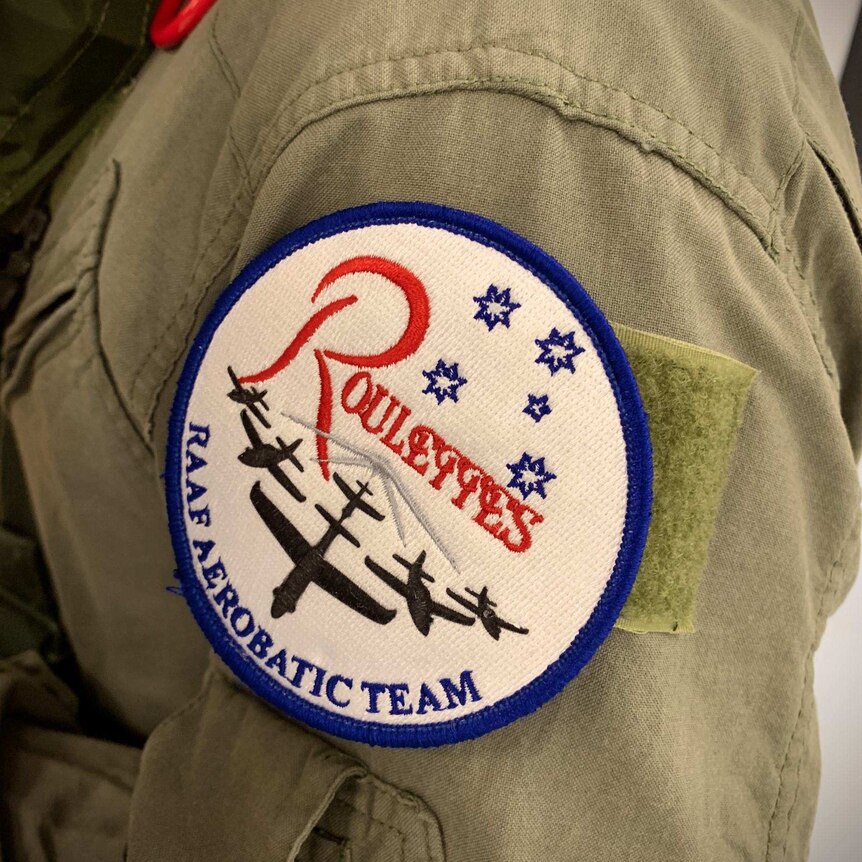 A close-up of the Roulette patch on a flight suit.