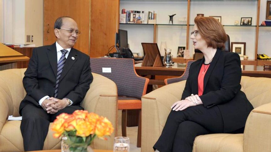 Myanmar's president U Thein Sein meets Prime Minister Julia Gillard