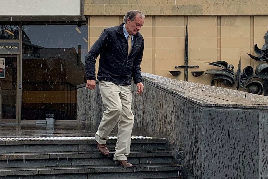 Marcus James Pollard leaves the Supreme Court in Hobart.