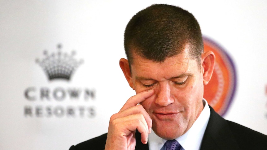 James Packer outside Crown Resorts in Melbourne.
