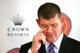 James Packer outside Crown Resorts in Melbourne.