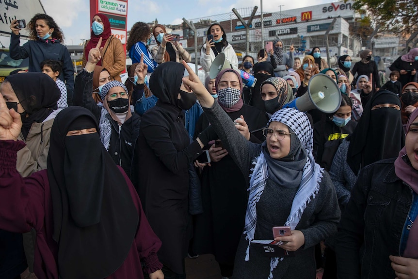 Muslim women gather to protest against police in Israel