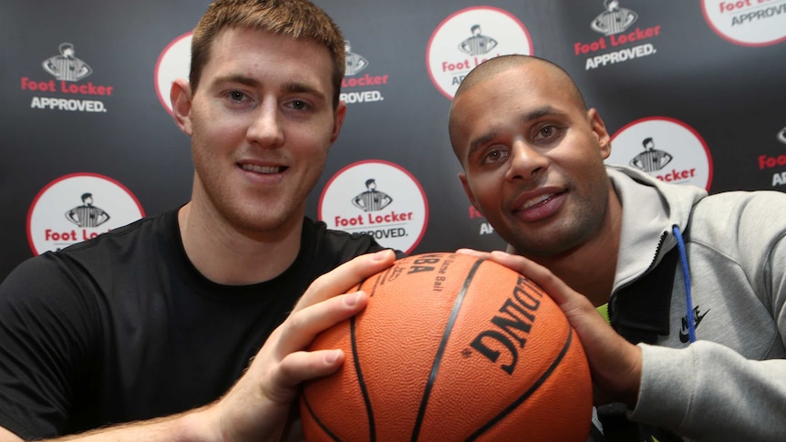 Aron Baynes and Patty Mills in Melbourne