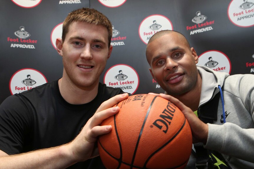 Aron Baynes and Patty Mills in Melbourne