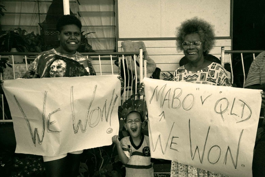 Bonita and Gail Mabo celebrate