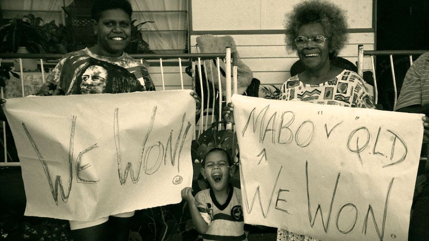 Bonita and Gail Mabo celebrate