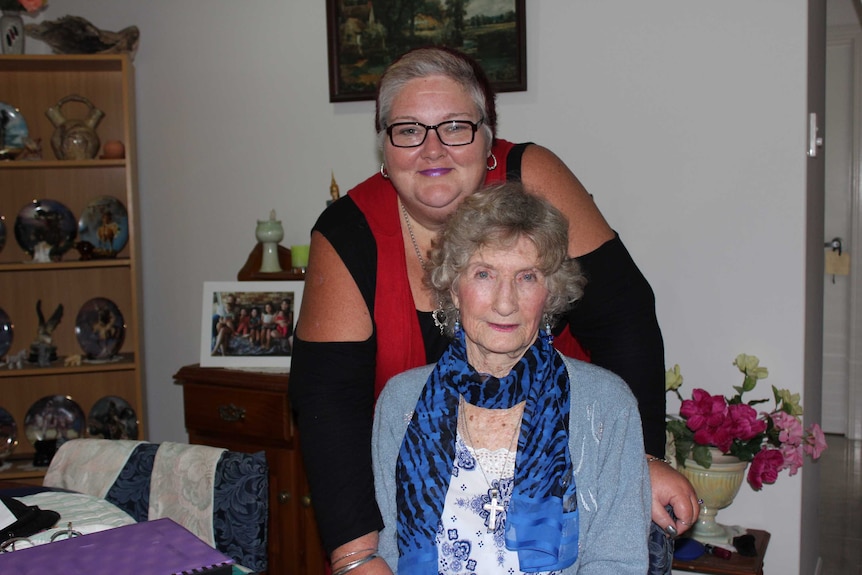 Lesley Mooney sitting and Kerrie Nicoll standing next to her