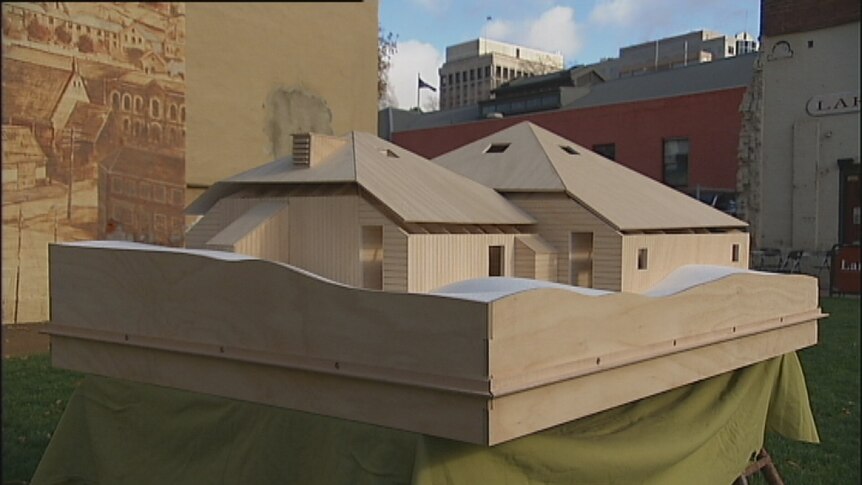 A model of the Mawson's Huts replica to be built on Hobart's waterfront