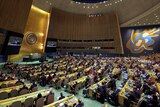 A general view of an emergency special session of the U.N. General Assembly.