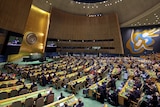 A general view of an emergency special session of the U.N. General Assembly.