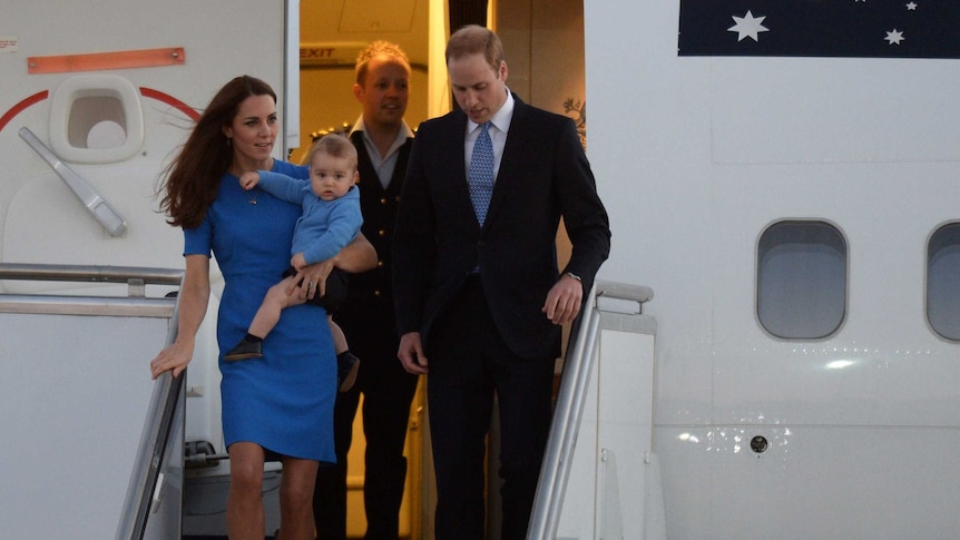 The royal couple arrived in Canberra at dusk and were keen to get baby Prince George out of the cold.
